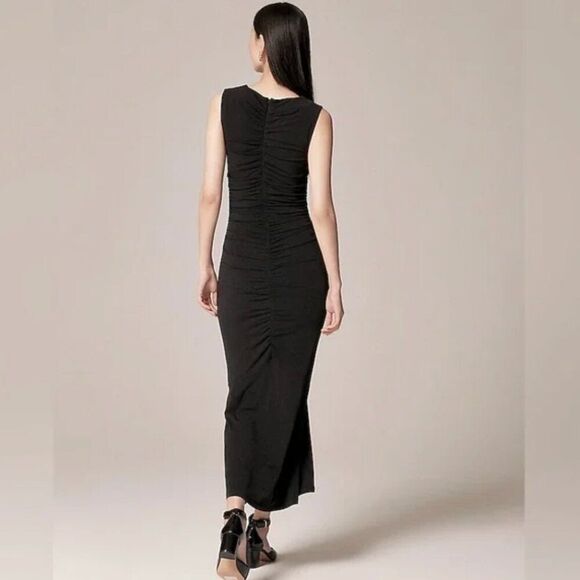 J. Crew Ci890 Black Ruched Center-seam Dress In Matte Jersey For Women  size med - Picture 3 of 10